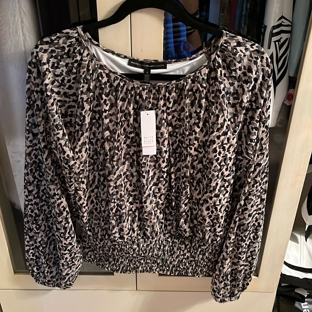 NWT! White House Black Market Smocked Mesh Top